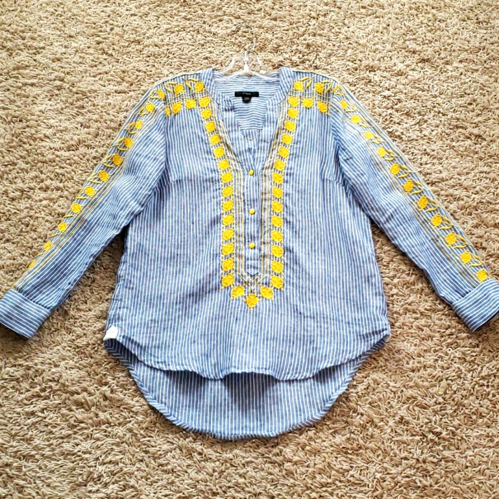J. Crew Embroidered Linen Shirt Size XXS but runs big